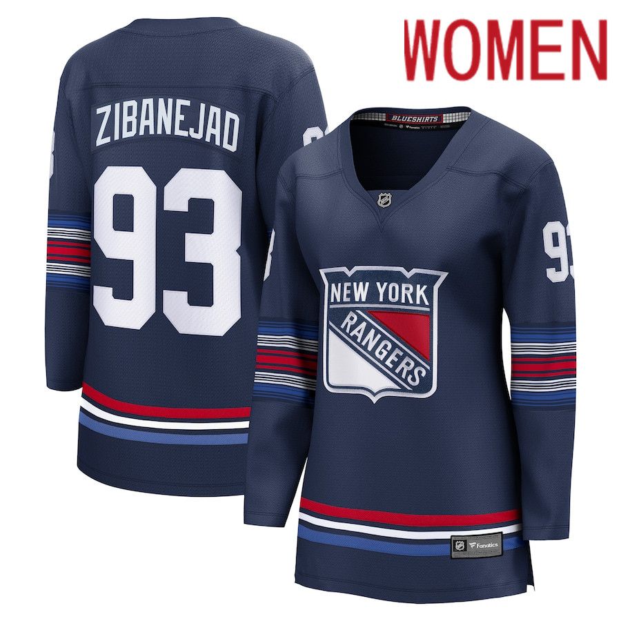 Women New York Rangers 93 Mika Zibanejad Fanatics Branded Navy Alternate Premier Breakaway Player NHL Jersey